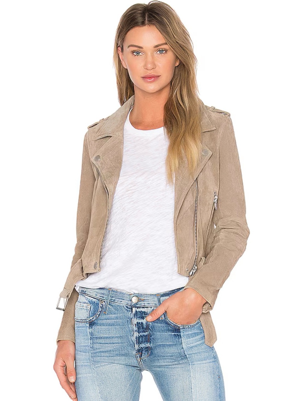 Blank NYC Taupe Suede Moto-Style Jacket - Picture 9 of 11